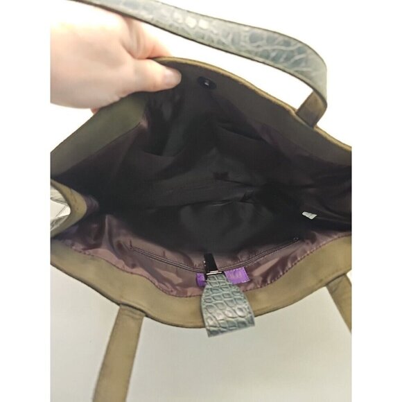 Murval Paris handbag Green Suede Large Outside Zip - Picture 7 of 8